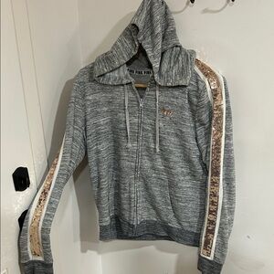 PINK Victoria's Secret Gray Hoodie with Gold Accents